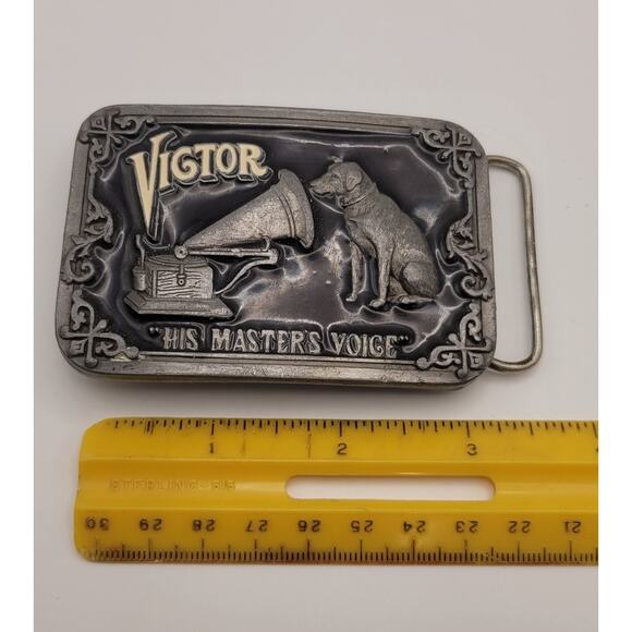 Vintage VICTOR His Master’s Voice Brass & Enamel Belt Buckle Buckles of America - Picture 15 of 15